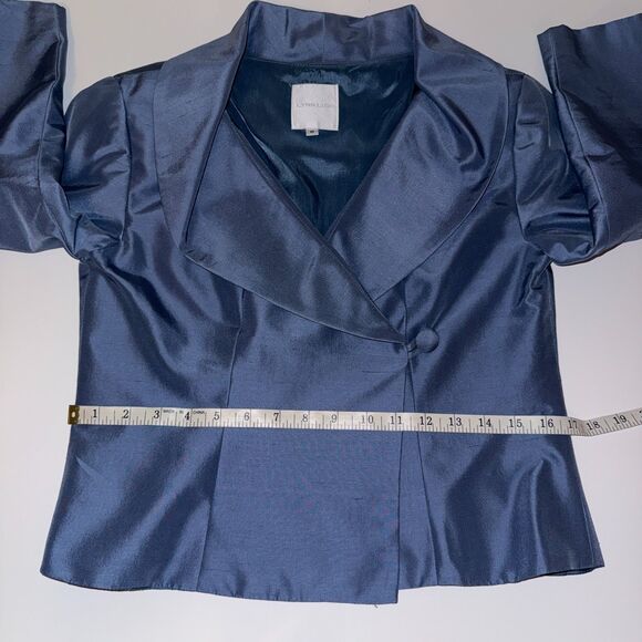 Lynn Lugo Vintage Light Blue Silk Blazer Jacket Front Button Formal Satin sz 6 - Picture 7 of 13